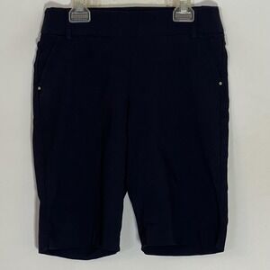 Attyre New York Shorts Womens 4 Blue Bermuda Stretch Flat Front Solid Casual